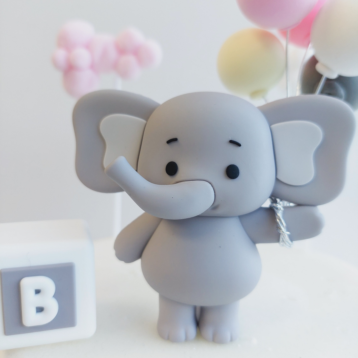 Baby shower elephant with balloons boys girls cake topper set product photo 9