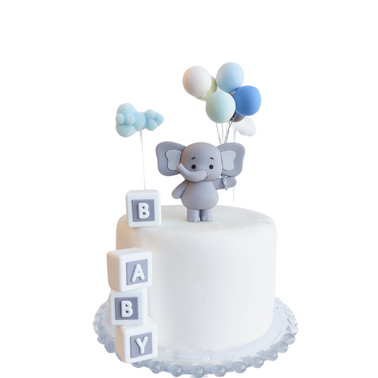 Baby shower elephant with balloons boys girls cake topper set product photo