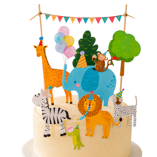 Hand made Animal Parade Cake Topper Set – Jungle Safari Birthday Decorations – Cute Animal Party Supplies for Kids' Cakes - TheLittleStuff