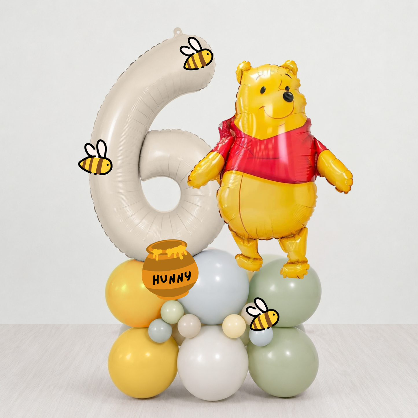 Personalised large DIY Winnie the pooh balloon sculpture birthday stack stand