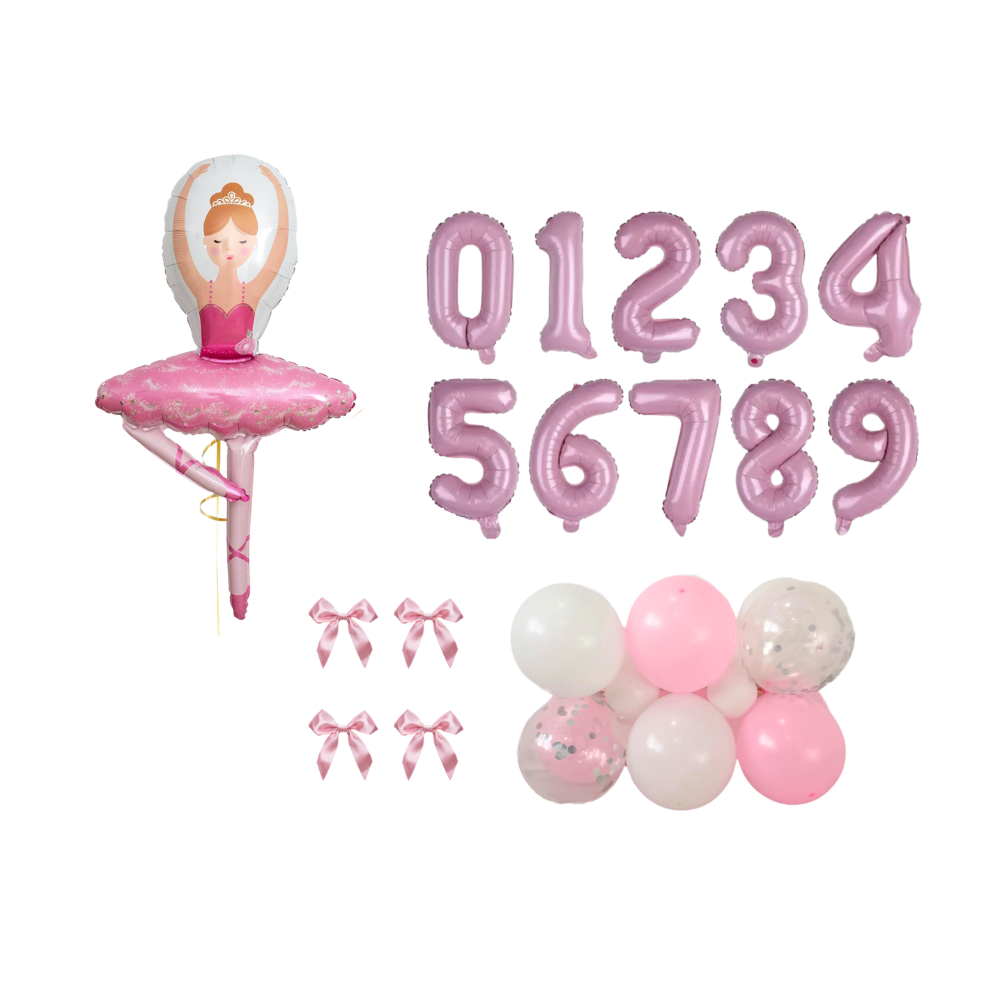 Personalised Little ballerina standing balloon bouquet sculpture 1.3m height