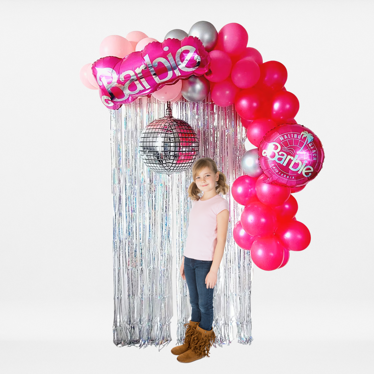Barbie disco party pink big logo balloon garland product photo 3