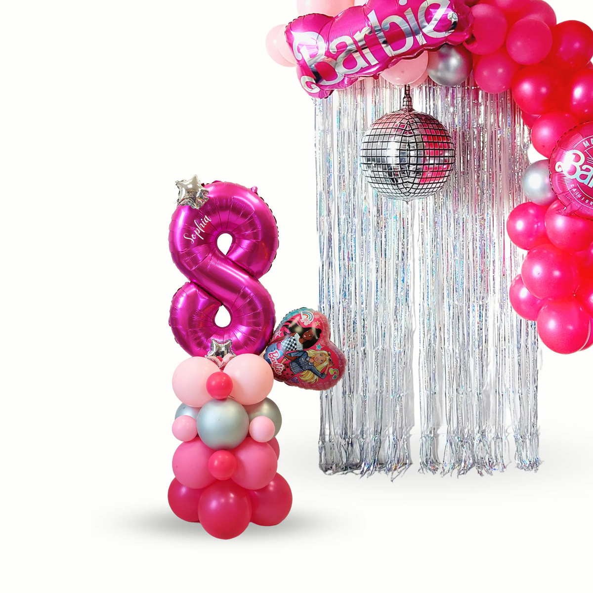 Barbie disco party pink big logo balloon sculpture product photo 3