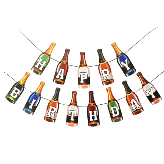 Beers men happy birthday bottles print paper card hanging bunting garland product photo