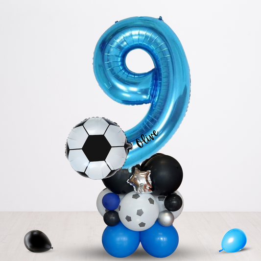 Black and Blue Football balloon sculpture bouquet product photo