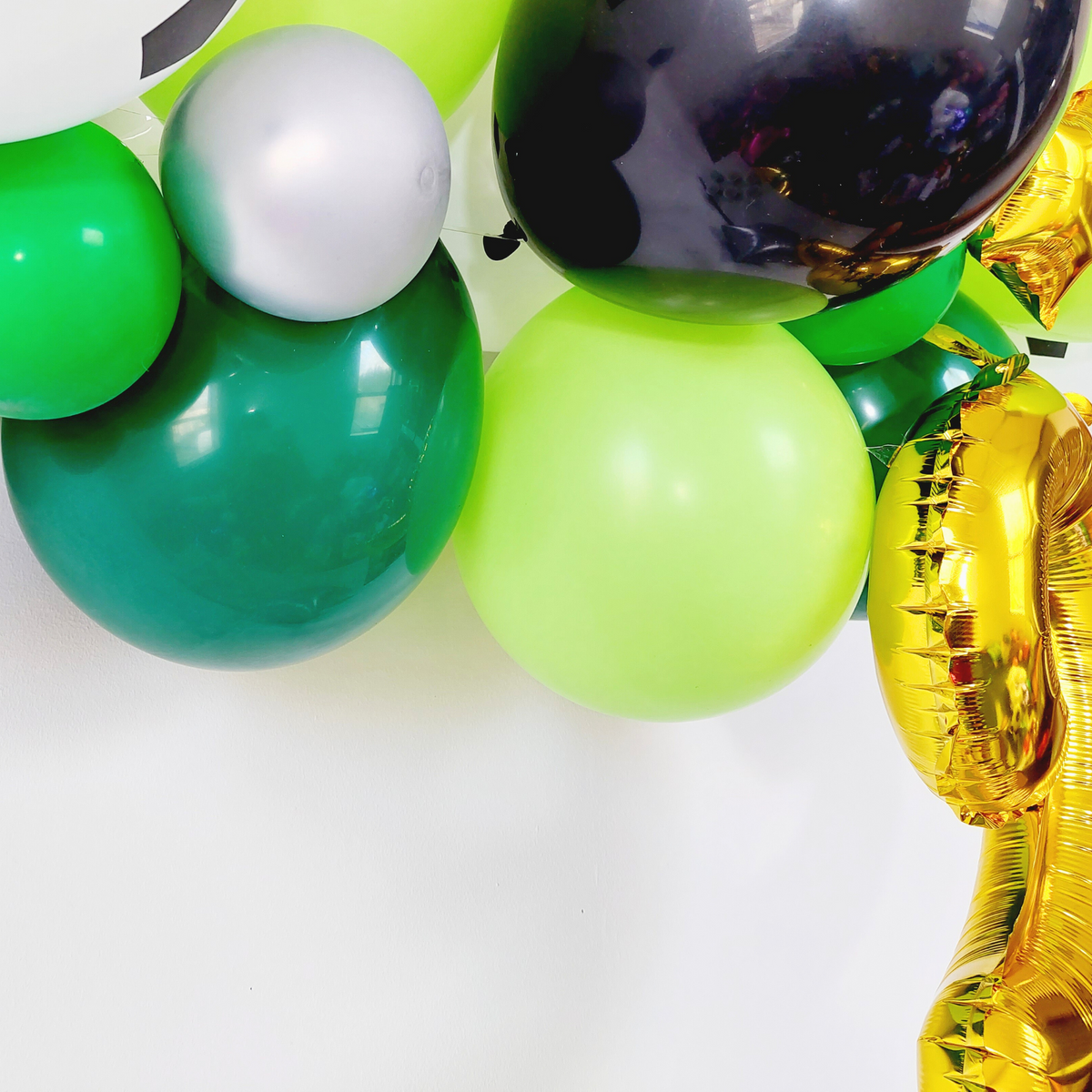 Black and Green Football balloon garland with 16inch golden number product photo 4