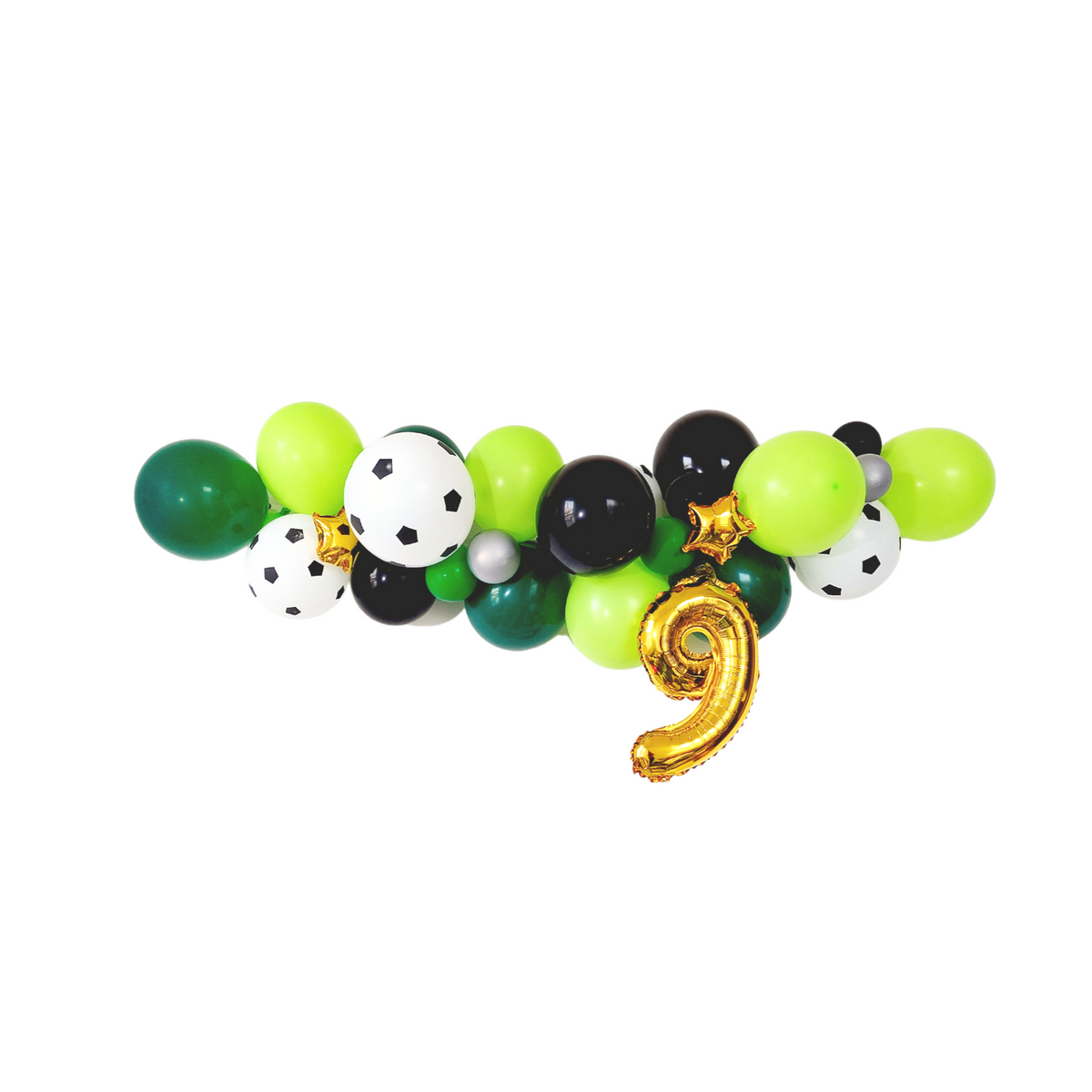 Black and Green Football balloon garland with 16inch golden number product photo