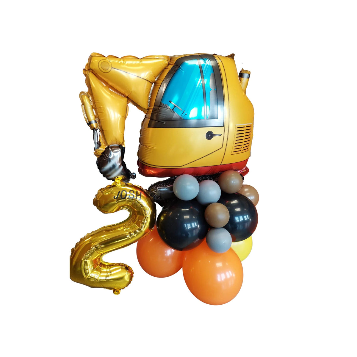Black and yellow digger balloon sculpture bouquet product photo 3