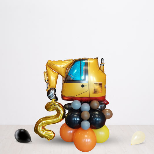 Black and yellow digger balloon sculpture bouquet product photo