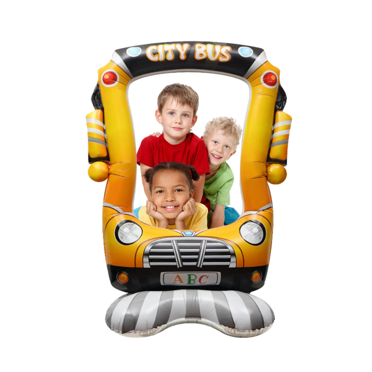Black and yellow school bus photo frame free standing balloon boys girls product photo 2