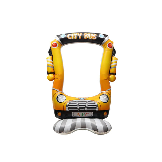 Black and yellow school bus photo frame free standing balloon boys girls product photo