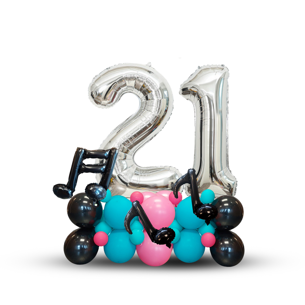 Black blue pink music video birthday balloon sculpture bouquet product photo 2
