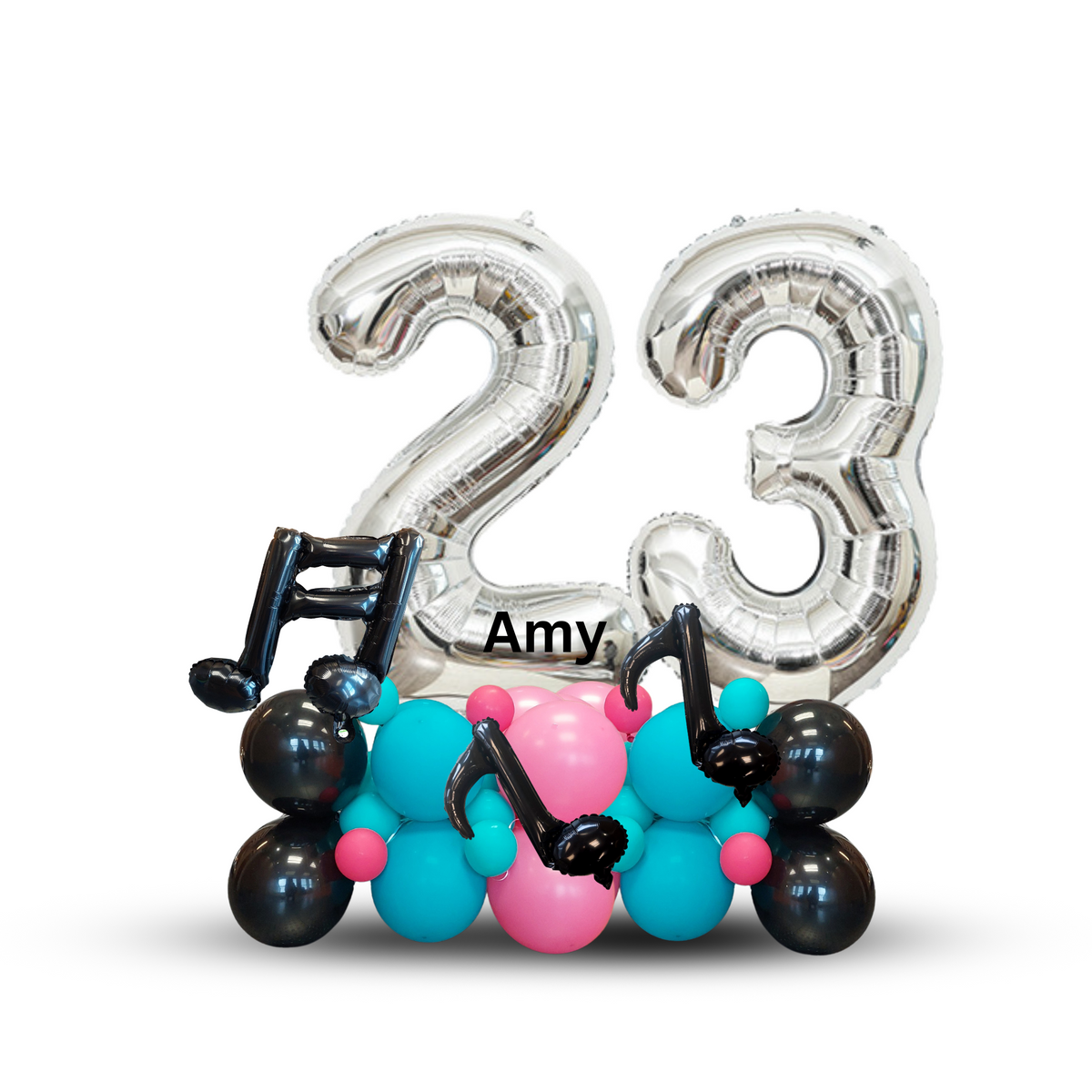 Black blue pink music video birthday balloon sculpture bouquet product photo 5