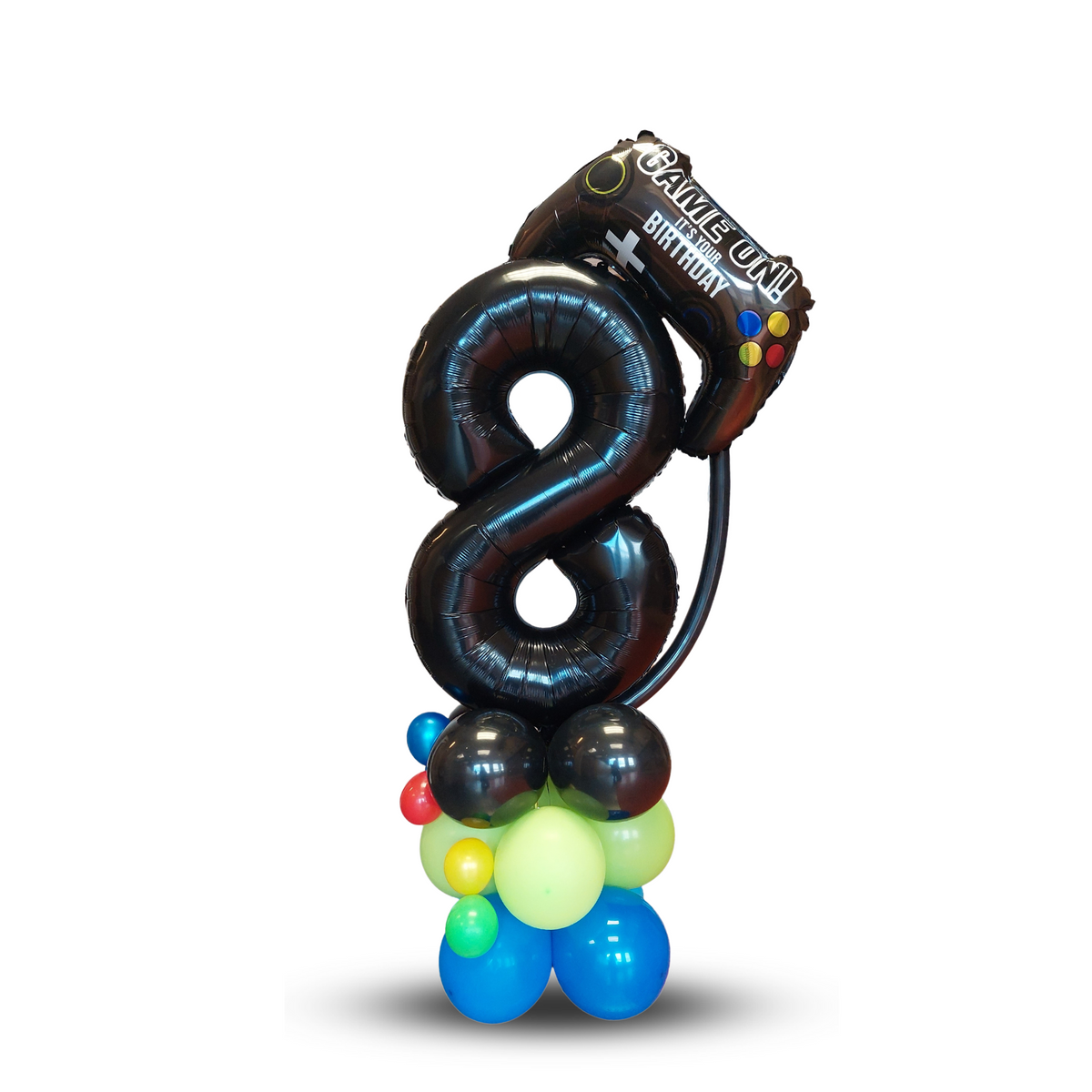 Black gaming game console boys birthday balloon sculpture bouquet product photo 2