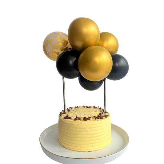 Black gold confetti balloon cake topper product photo