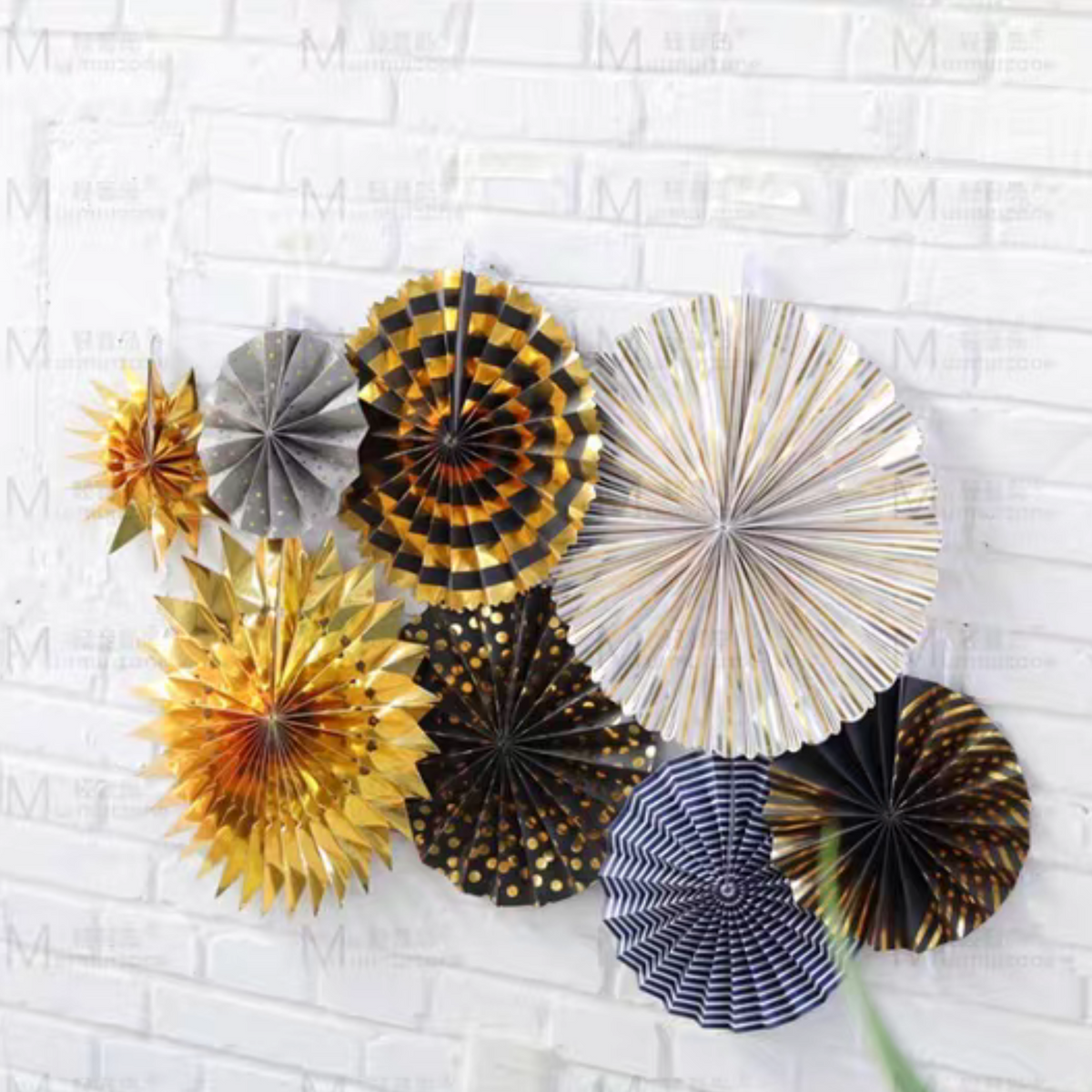 Black Gold Eco Paper fan decoration wedding women milestone birthday decoration product photo 2