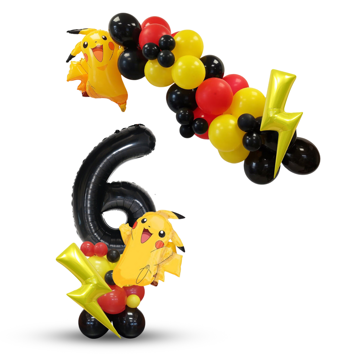 Black red yellow licensed Pokemon boys birthday balloon sculpture bouquet product photo 2