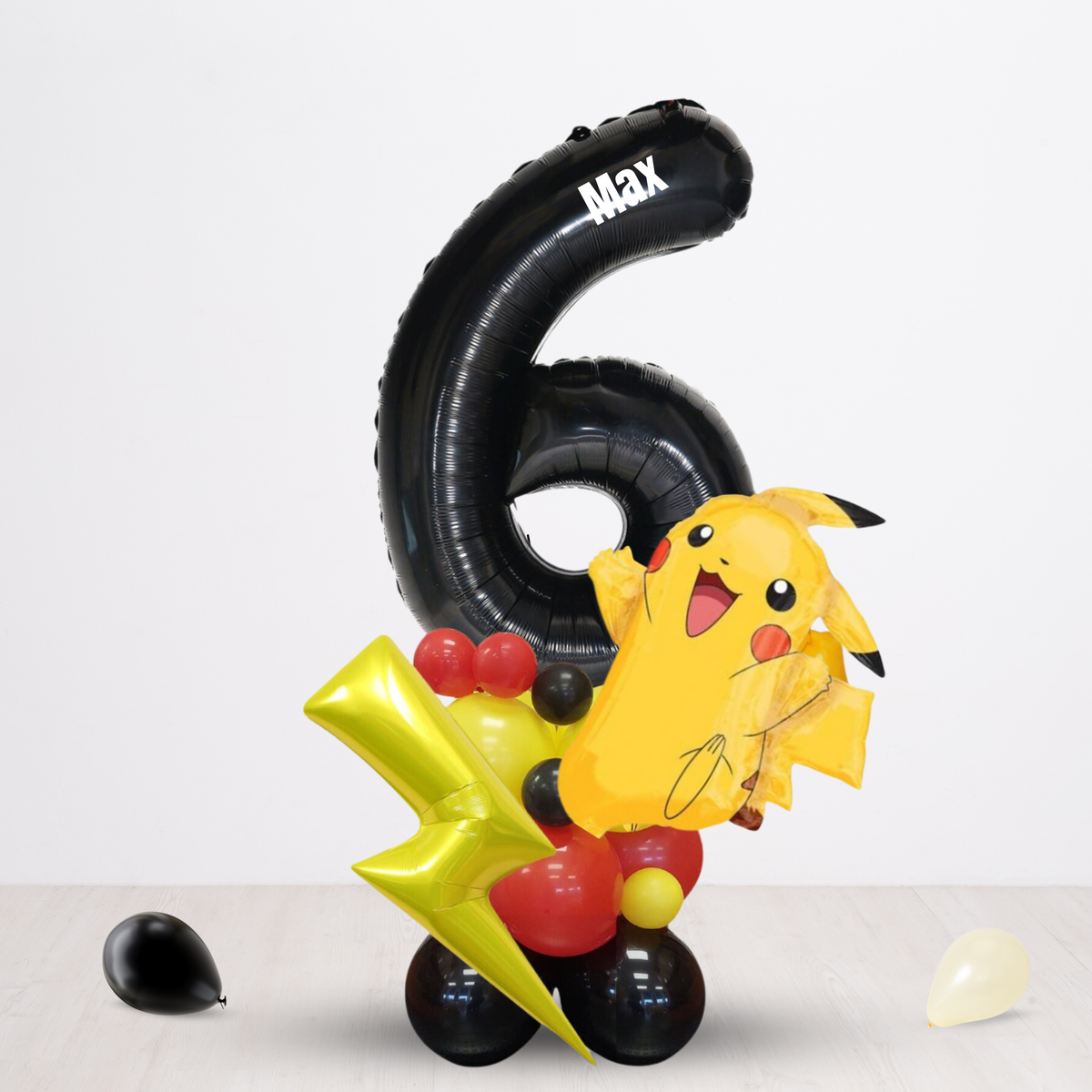 Black red yellow licensed Pokemon boys birthday balloon sculpture bouquet product photo