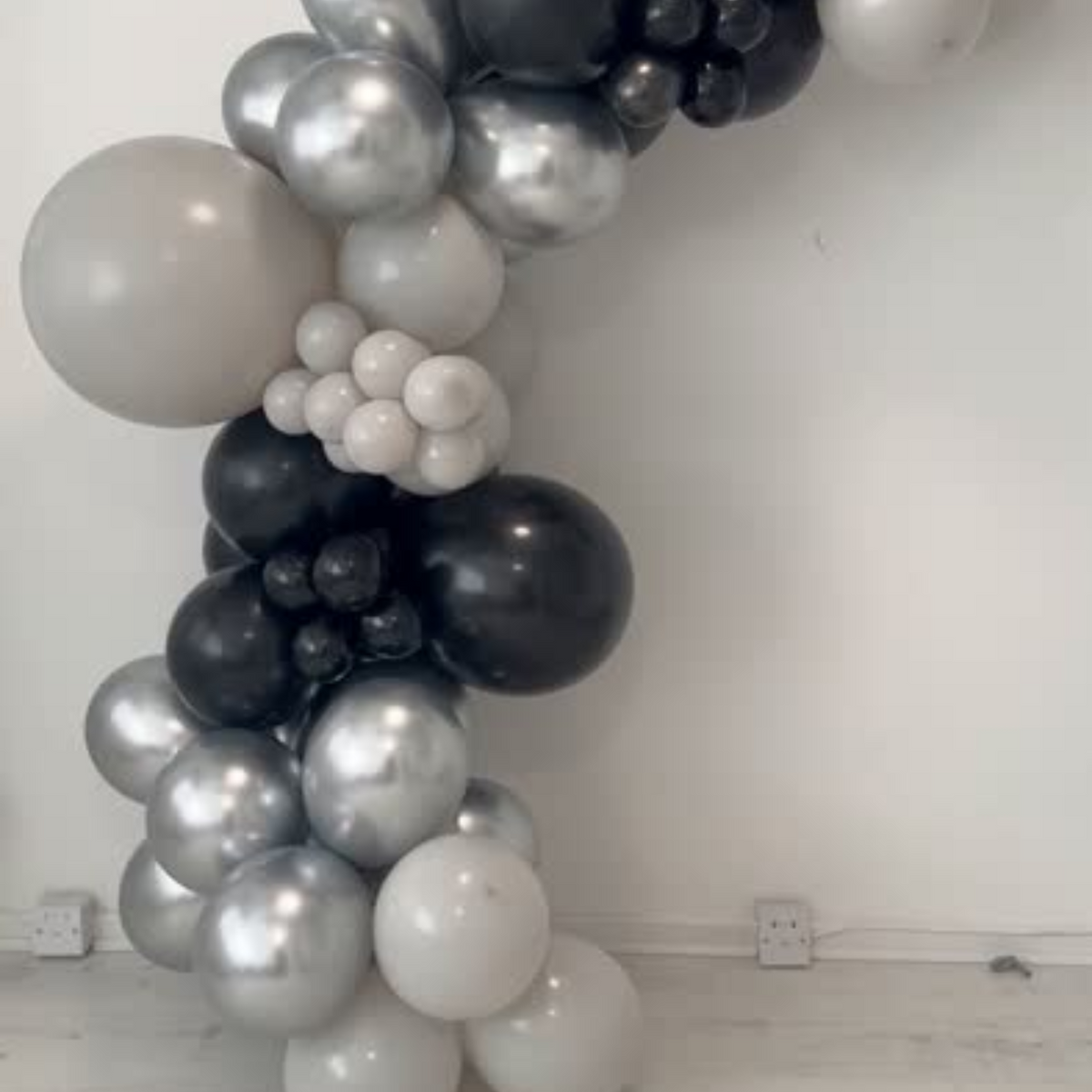 Black, silver & grey Balloon Garland 2m Party Decoration (70 Balloons, 18" 12” and 5") product photo 2