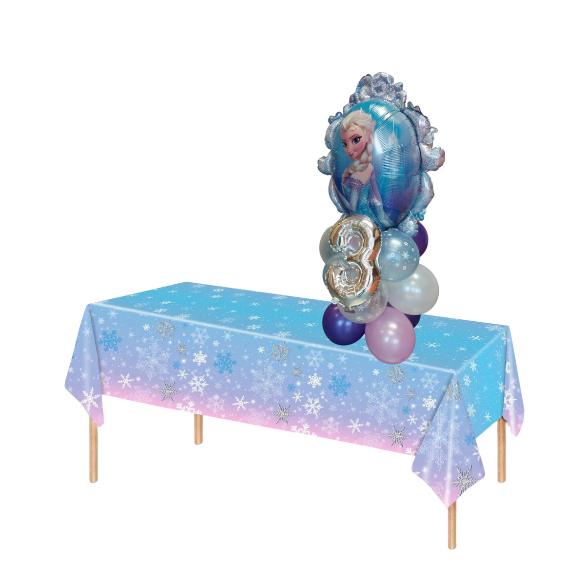 Blue and purple snowflakes Frozen style disposable table cloth sheet product photo 5
