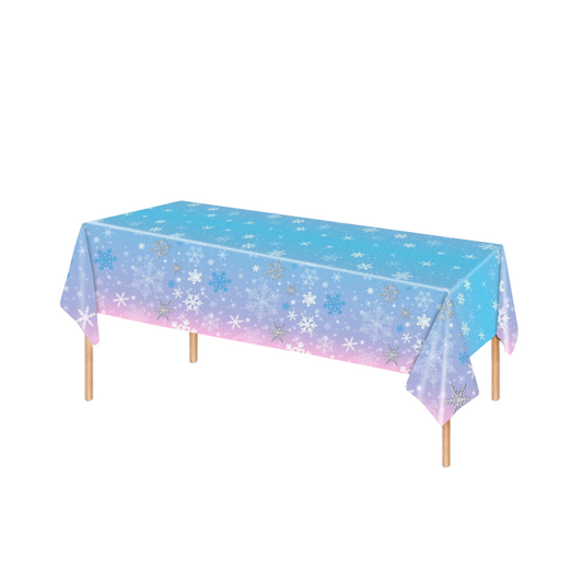 Blue and purple snowflakes Frozen style disposable table cloth sheet product photo