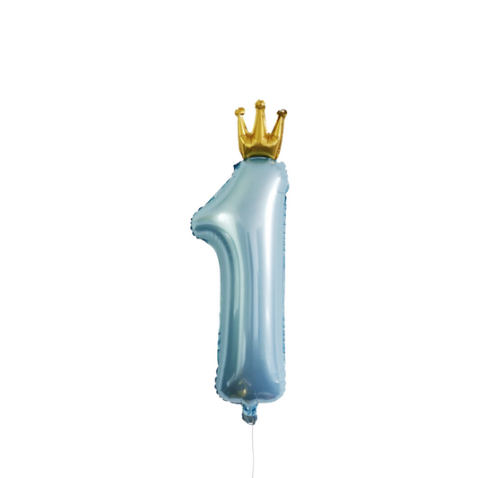 Blue Crown Baby 1st Birthday Foil Number Balloon product photo