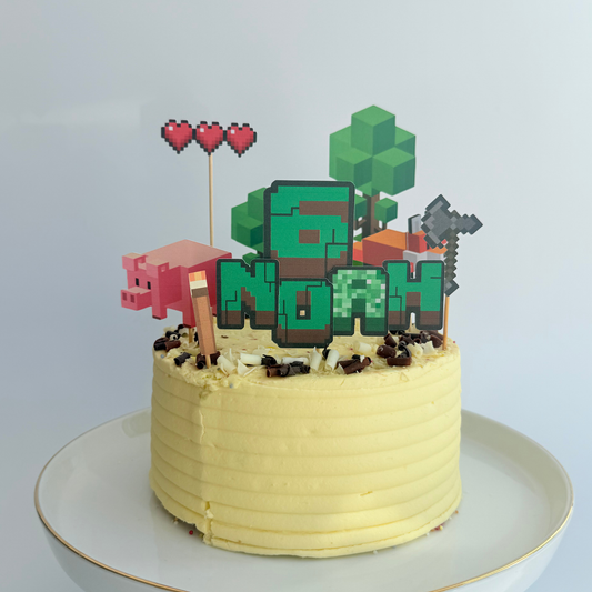 Minecraft inspired  personalised cake topper product photo