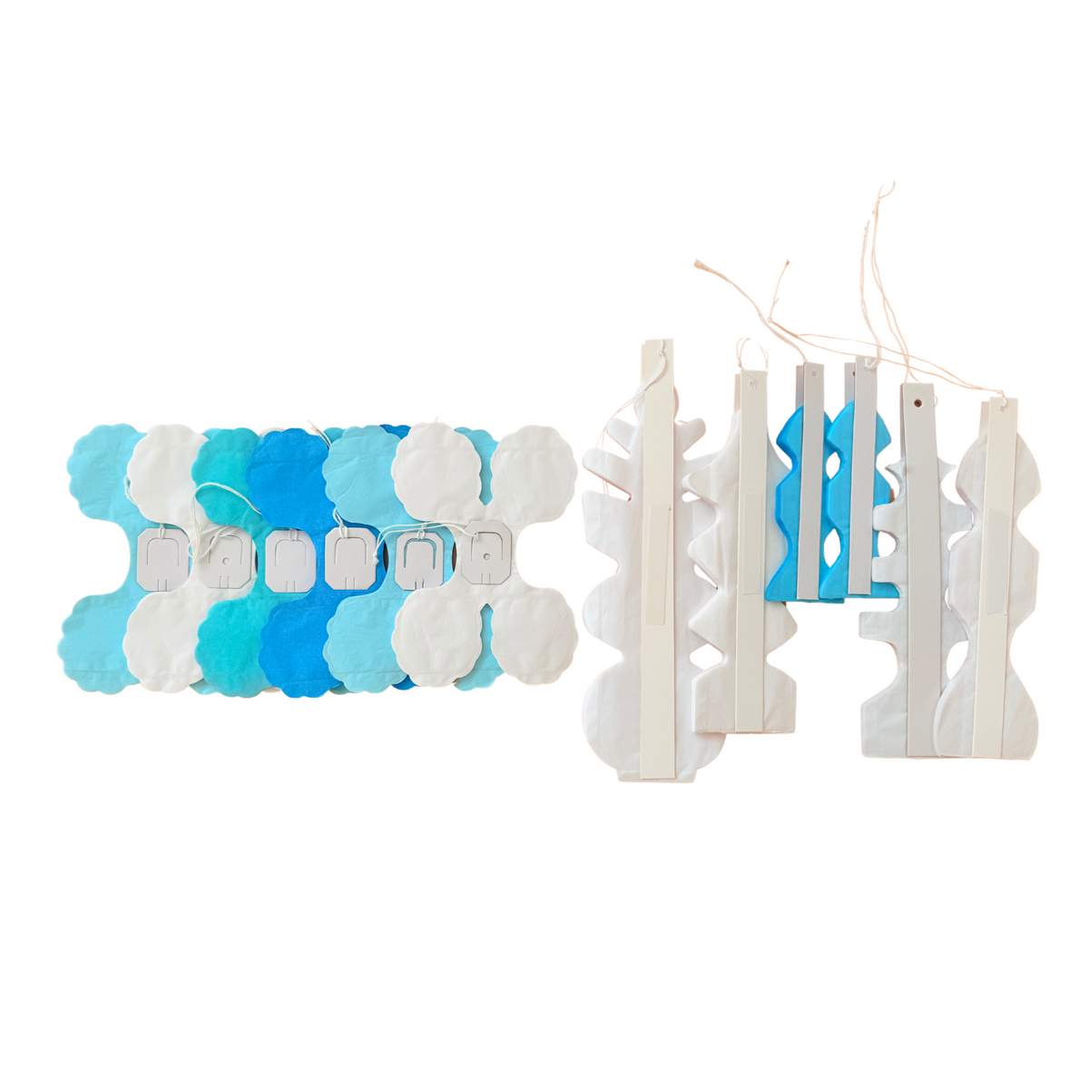 Blue white ice frozen style paper honey comb flower garland and fan decoration display product photo 7