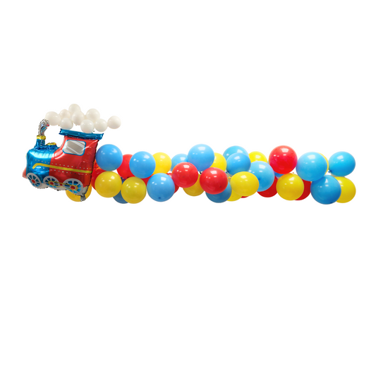 Blue yellow red train Birthday Balloon garland product photo