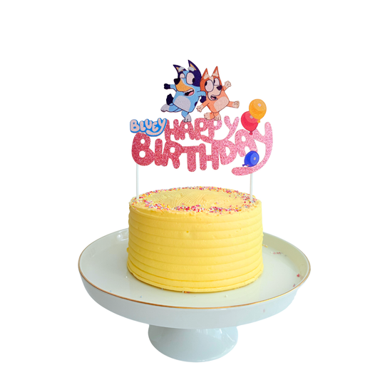 Bluey inspired pink hand crafted cake topper product photo