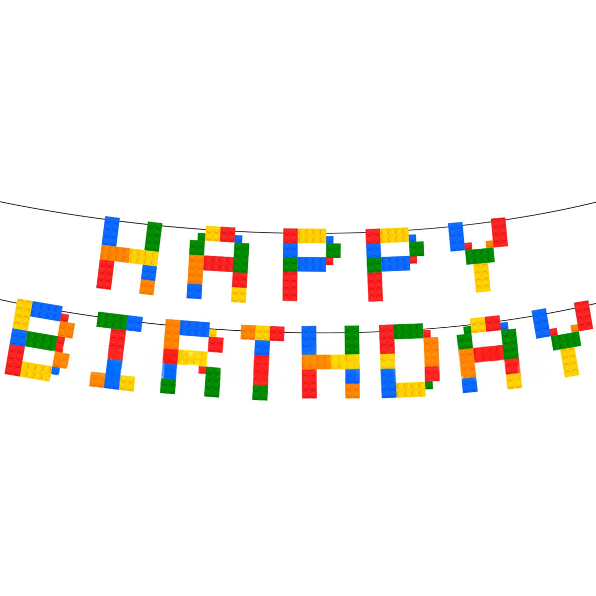 Building Blocks “HAPPY BIRTHDAY” paper and balloon Banner Garland product photo 3