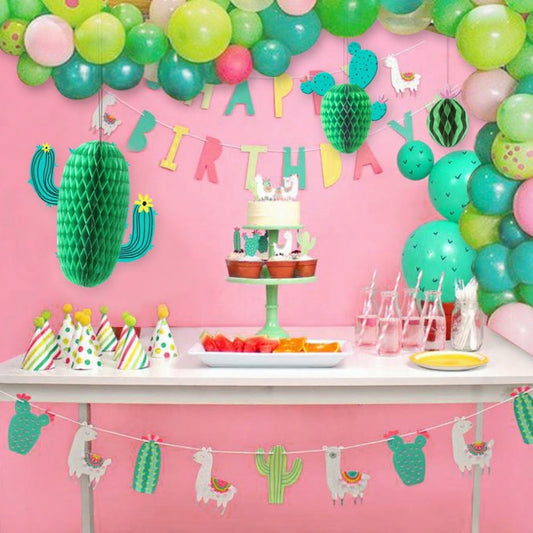 Cactus honey comb balls kids home party birthday decoration product photo