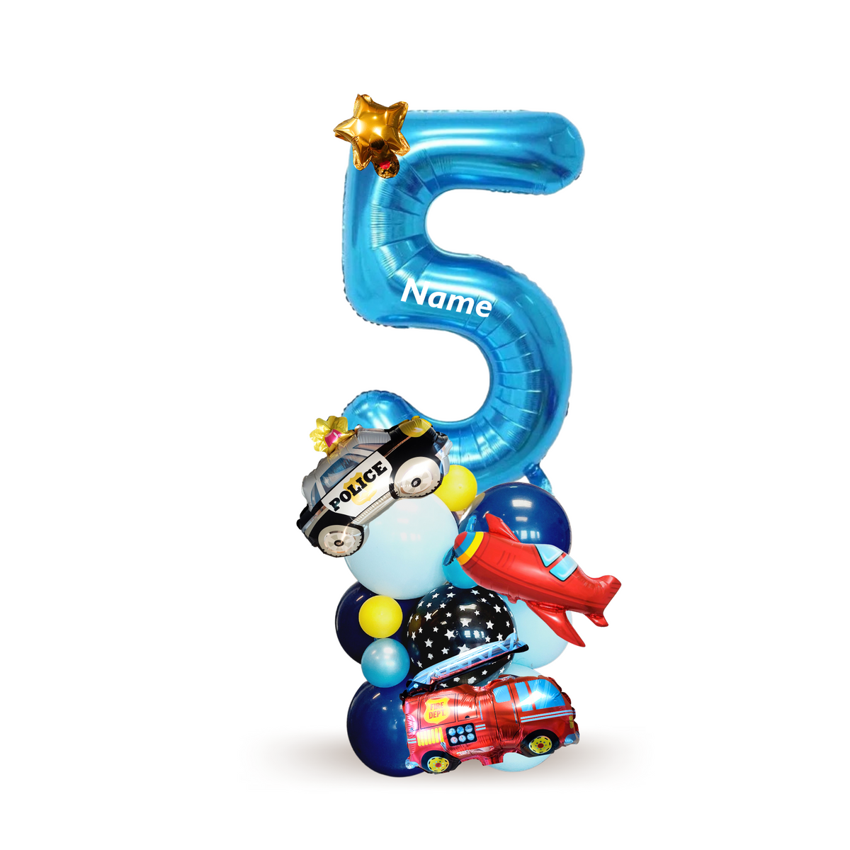 Car Vehicle aeroplane air plane police car fire engine Birthday Balloon Bouquet Sculpture product photo 3
