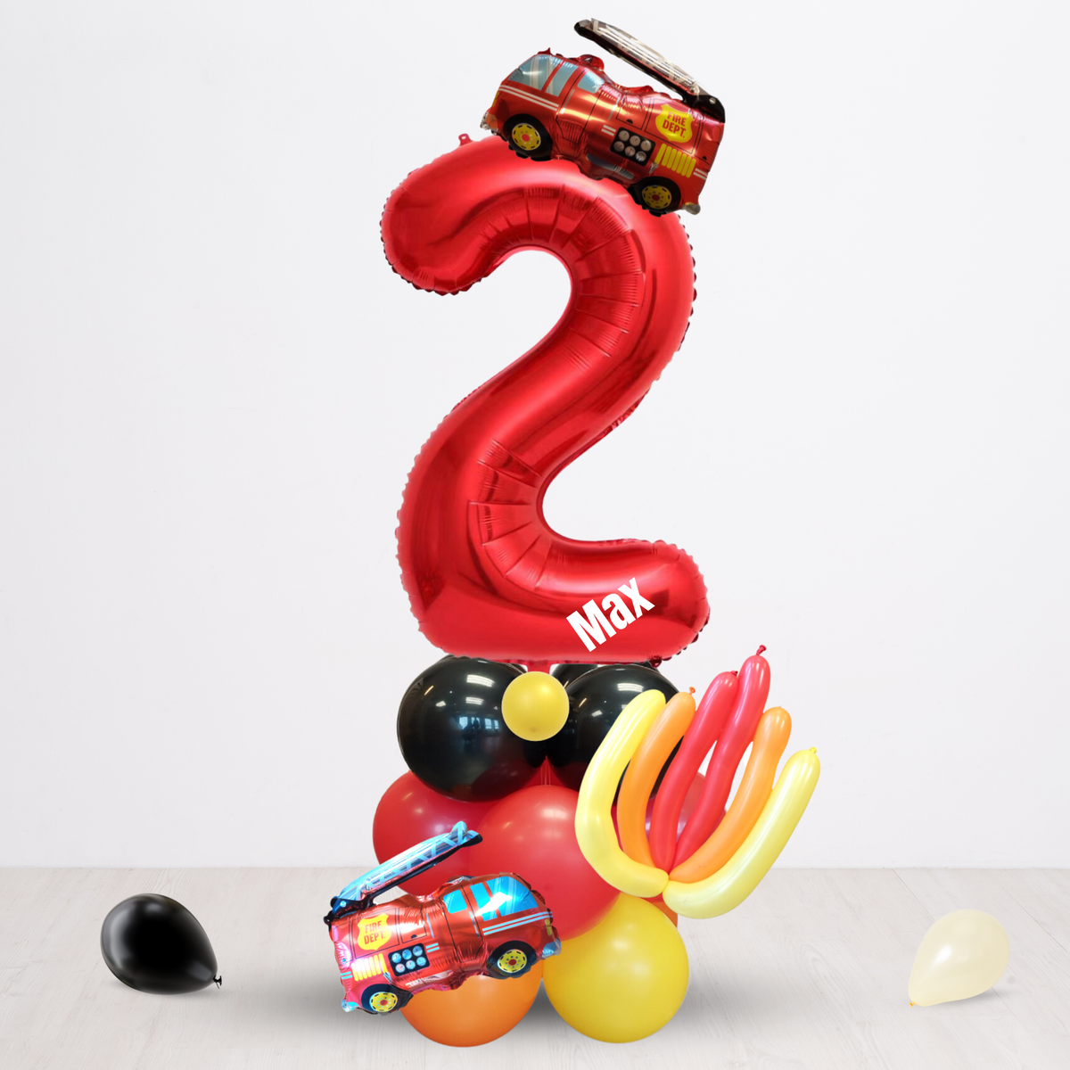 Car Vehicle fire engine Birthday Balloon Bouquet Sculpture product photo