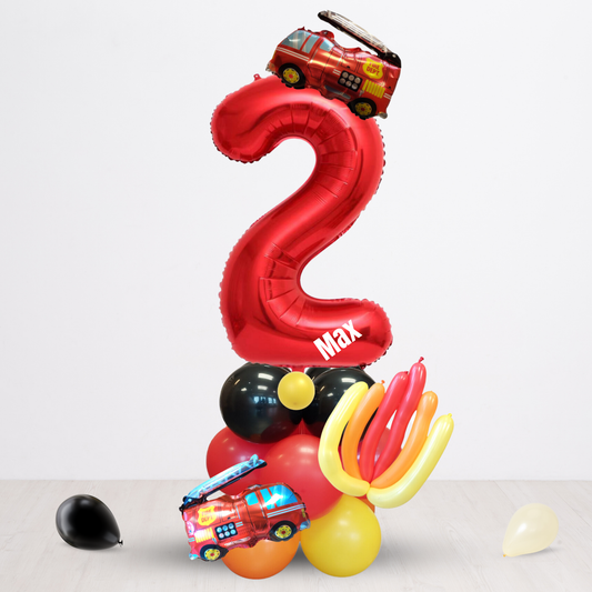 Car Vehicle fire engine Birthday Balloon Bouquet Sculpture product photo