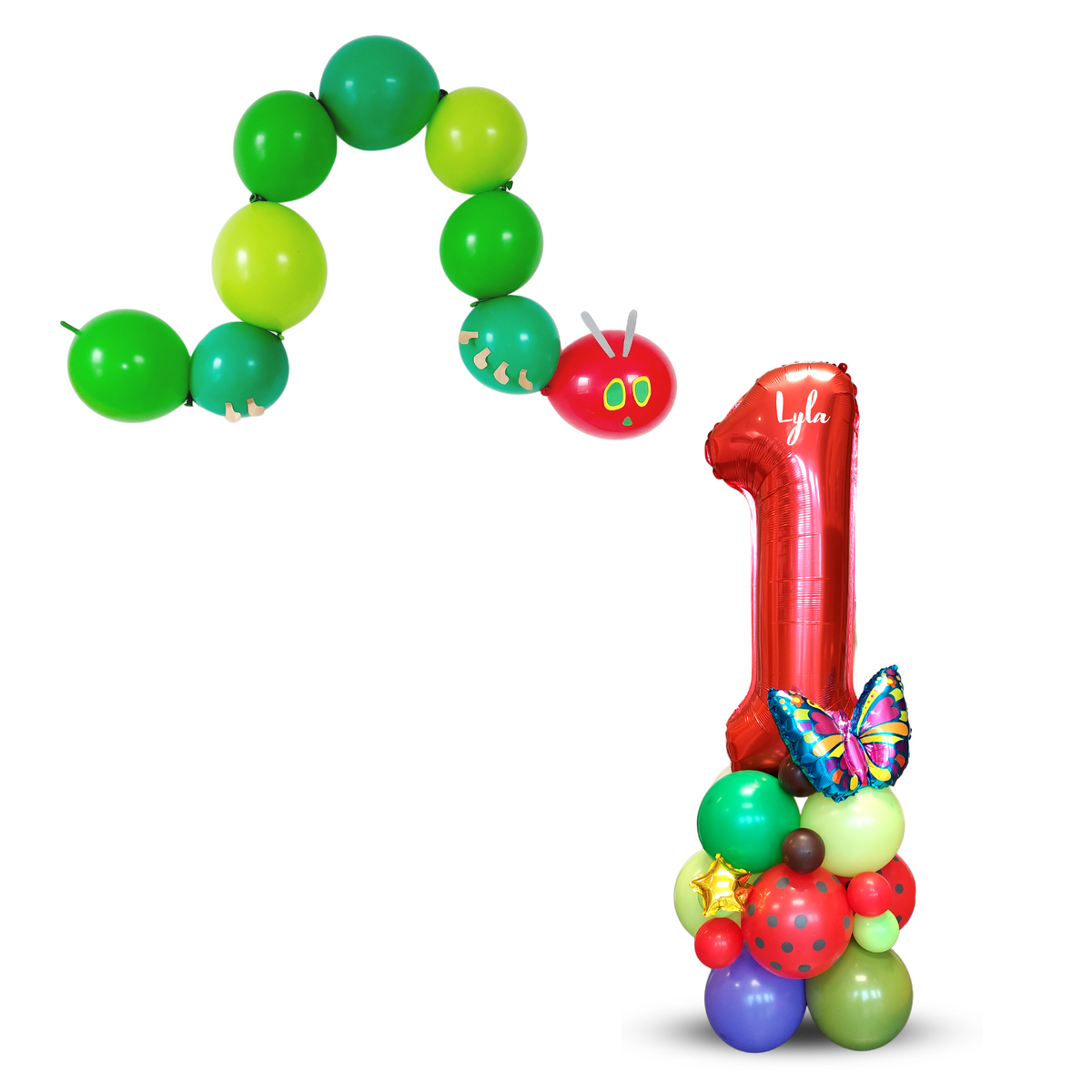 The Hungry Caterpillar and butterfly themed birthday balloon bouquet product photo 2