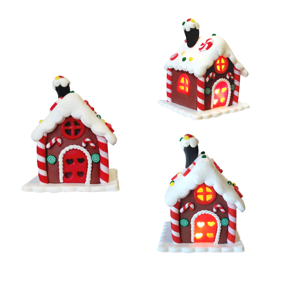 Christmas ginger bread man house light up LED cake topper house decoration product photo 2