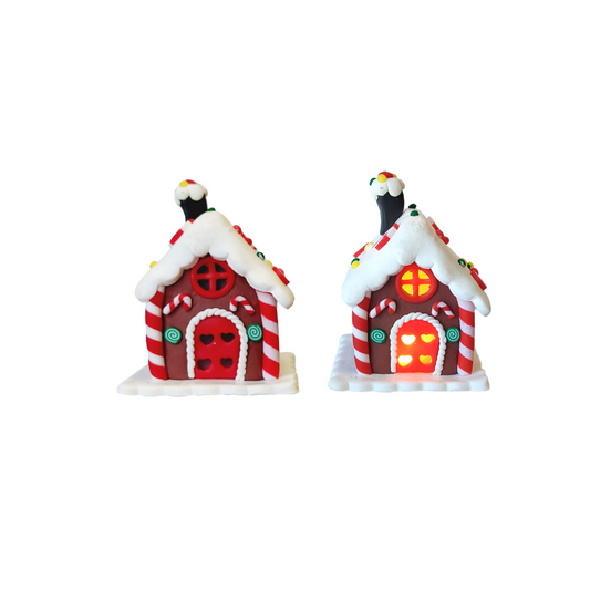 Christmas ginger bread man house light up LED cake topper house decoration product photo