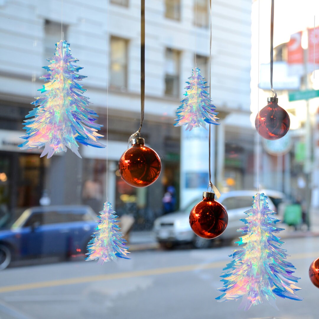 Christmas Iridescent foldable tree hanging decoration hanging on Christmas tree