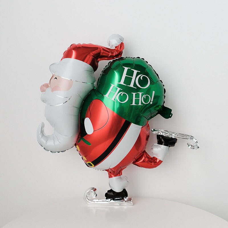Christmas tree decoration Ice skating Santa Ho ho ho balloon children hanging on Christmas tree