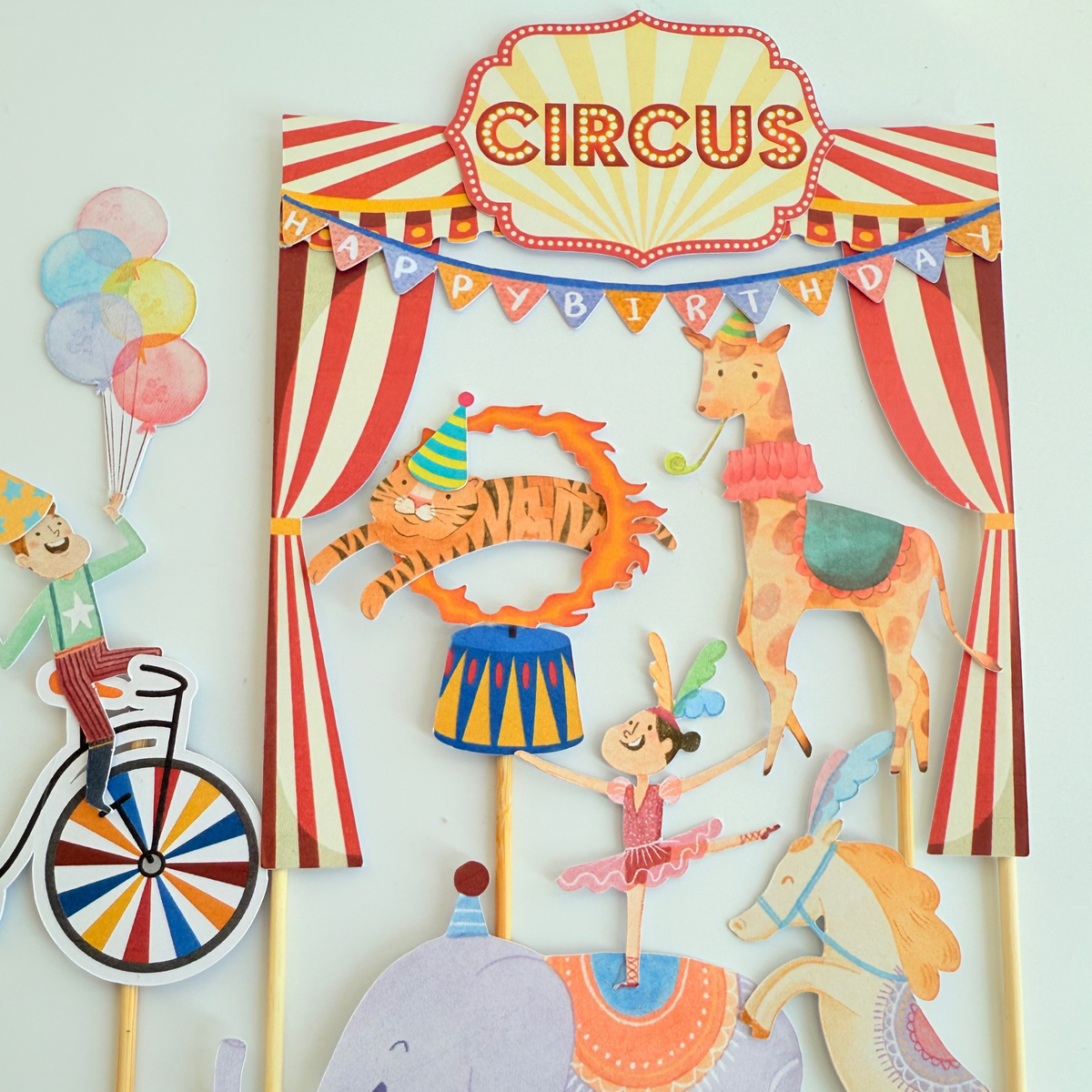 Circus elephant horse giraffe animals Cake Toppers Birthday Party Decor product photo 7