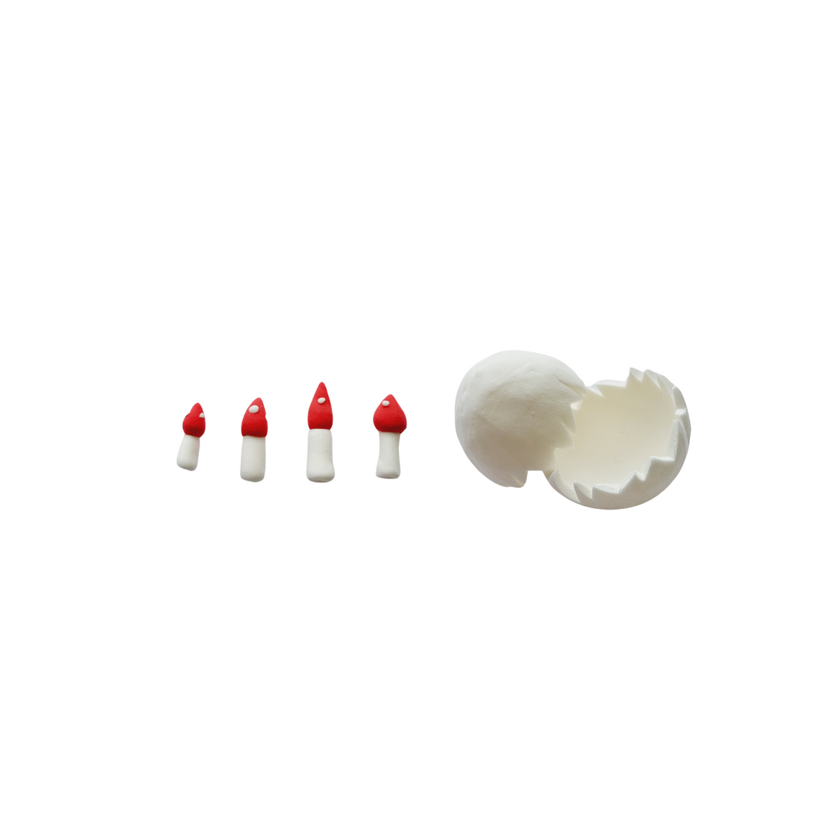 Clay Dinosaurs leaves mushroom egg shells Cake Topper set lifestyle photo