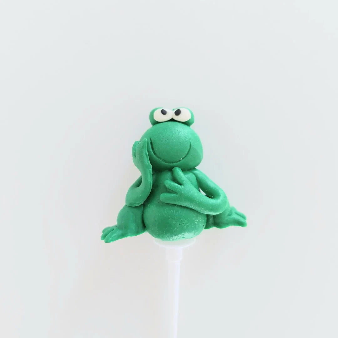 Clay spring forest animals caterpillar ladybird frogs trees reusable cake topper set product photo 3