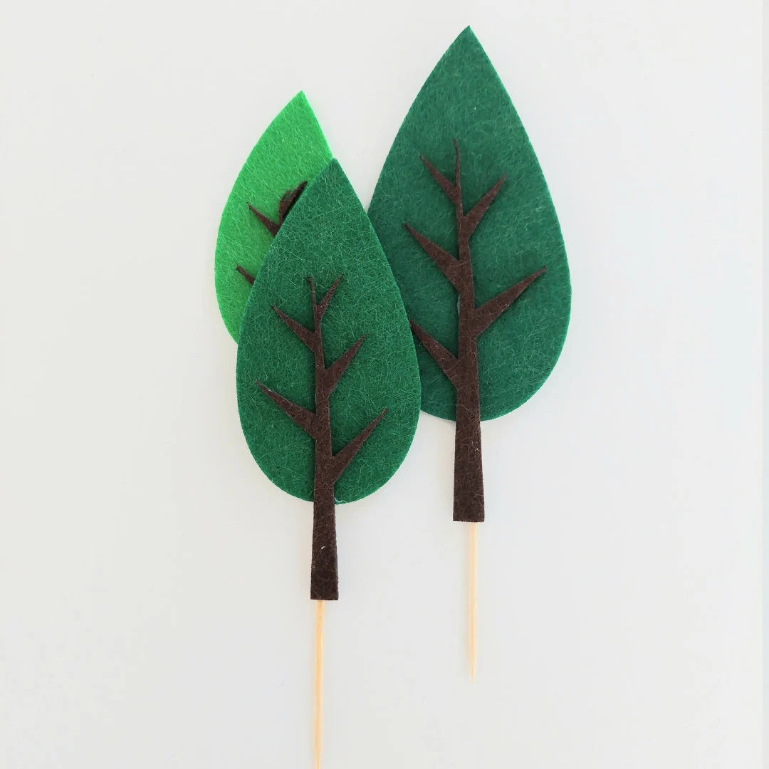 Clay spring forest animals caterpillar ladybird frogs trees reusable cake topper set product photo 8