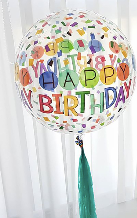 22inch happy birthday print balloon with paper tassel product photo 3