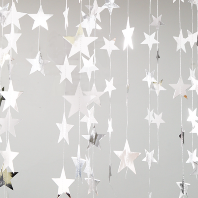 Christmas Gold Silver Stars Bunting Garland hanging Decoration product photo 3