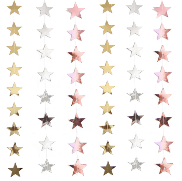 Christmas Gold Silver Stars Bunting Garland hanging Decoration product photo 5