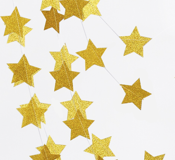 Christmas Gold Silver Stars Bunting Garland hanging Decoration product photo 7