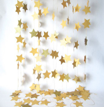 Christmas Gold Silver Stars Bunting Garland hanging Decoration product photo