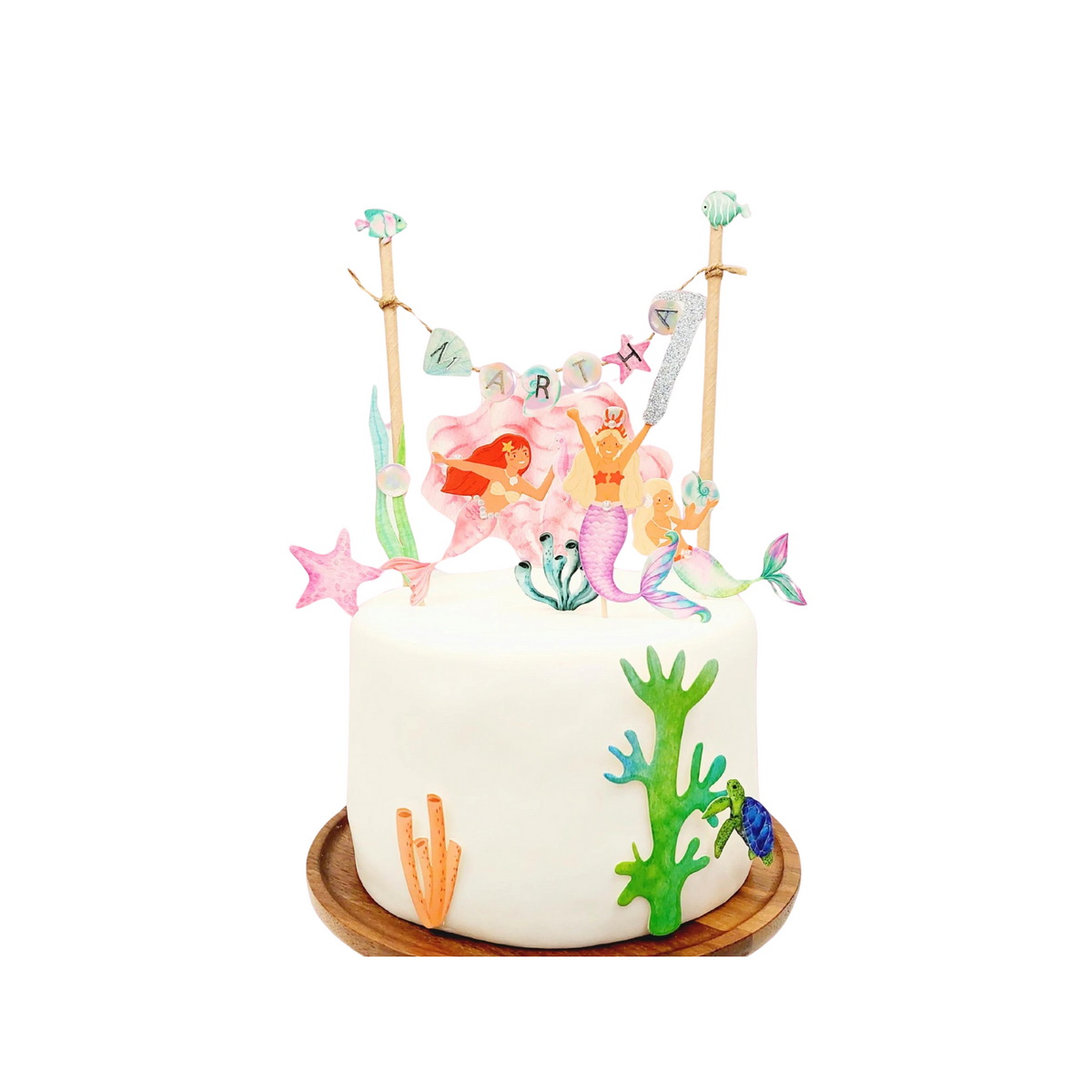 Personalised Mermaid Sea World Cake Toppers set product photo 3